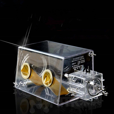 กล่องถุงมือดูดฝุ่นอะคริลิคเคมี B Type 2 Ports Helium Gas